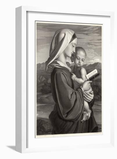 Mary Reads a Prayer Book While Jesus Watches-Vernon-Framed Art Print