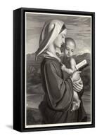 Mary Reads a Prayer Book While Jesus Watches-Vernon-Framed Stretched Canvas