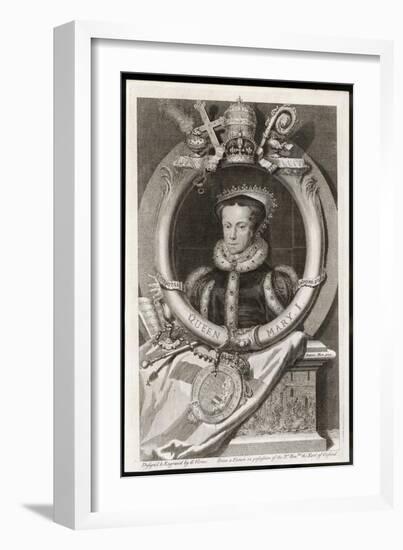 Mary Tudor Catholic Queen of England with the Motto Truth is the Daughter of Time-George Vertue-Framed Art Print