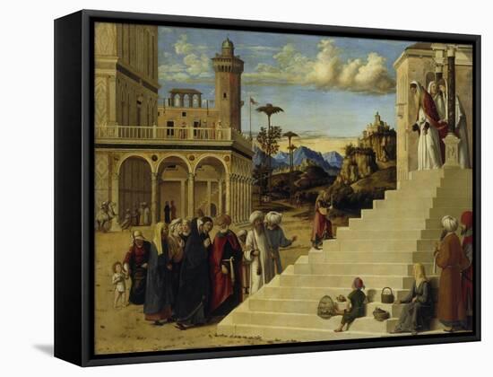 Mary Visits the Temple, before 1500-Cima da Conegliano-Framed Stretched Canvas