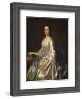 Mary, Wife of Henry, 7th Lord Arundell of Wardour, in a Grey Satin Dress, Holding Roses by a Table-George Knapton-Framed Giclee Print