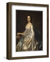 Mary, Wife of Henry, 7th Lord Arundell of Wardour, in a Grey Satin Dress, Holding Roses by a Table-George Knapton-Framed Giclee Print