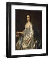 Mary, Wife of Henry, 7th Lord Arundell of Wardour, in a Grey Satin Dress, Holding Roses by a Table-George Knapton-Framed Giclee Print