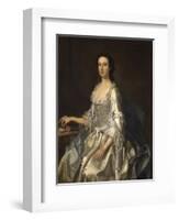 Mary, Wife of Henry, 7th Lord Arundell of Wardour, in a Grey Satin Dress, Holding Roses by a Table-George Knapton-Framed Giclee Print