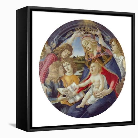 Mary with Child and Five Angels (Madonna Del Magnificat). Tondo, about 1481-Sandro Botticelli-Framed Stretched Canvas