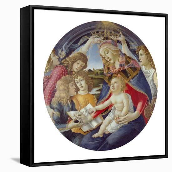 Mary with Child and Five Angels (Madonna Del Magnificat). Tondo, about 1481-Sandro Botticelli-Framed Stretched Canvas