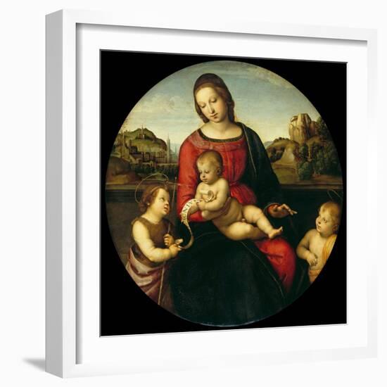 Mary with the Child, John the Baptist and a Holy Boy (Madonna Terranuov), C. 1505-Raphael-Framed Giclee Print