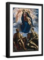 Mary with the Child, Venerated by Saint Mark and Saint Luke, before 1570-Jacopo Tintoretto-Framed Giclee Print