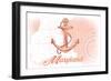 Maryland - Anchor - Coral - Coastal Icon-Lantern Press-Framed Art Print