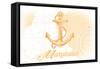 Maryland - Anchor - Yellow - Coastal Icon-Lantern Press-Framed Stretched Canvas