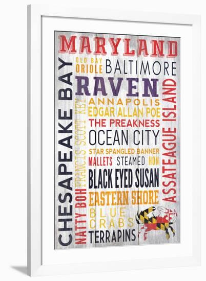 Maryland - Barnwood Typography-Lantern Press-Framed Art Print