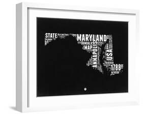 Maryland Black and White Map-NaxArt-Framed Art Print