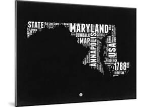 Maryland Black and White Map-NaxArt-Mounted Art Print