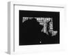 Maryland Black and White Map-NaxArt-Framed Art Print