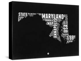 Maryland Black and White Map-NaxArt-Stretched Canvas