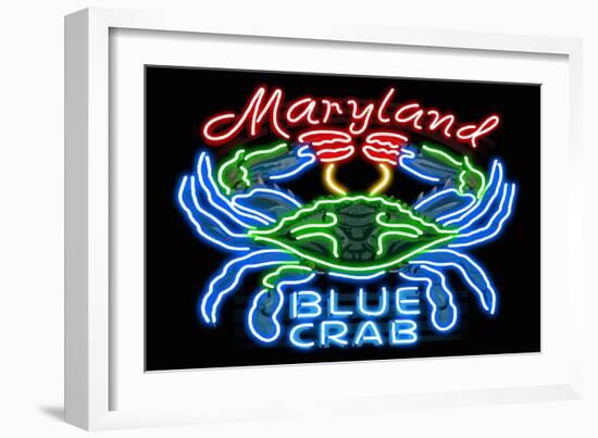 Maryland - Blue Crab Neon Sign-Lantern Press-Framed Art Print