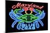 Maryland - Blue Crab Neon Sign-Lantern Press-Mounted Art Print