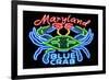 Maryland - Blue Crab Neon Sign-Lantern Press-Framed Premium Giclee Print