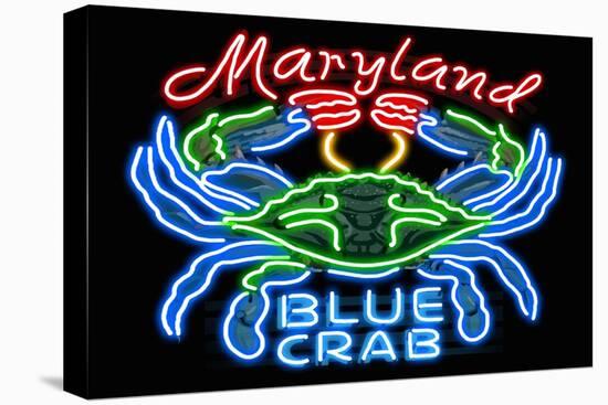 Maryland - Blue Crab Neon Sign-Lantern Press-Stretched Canvas