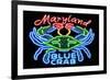 Maryland - Blue Crab Neon Sign-Lantern Press-Framed Art Print