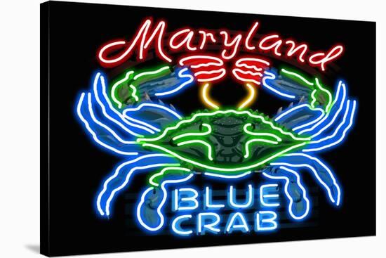 Maryland - Blue Crab Neon Sign-Lantern Press-Stretched Canvas