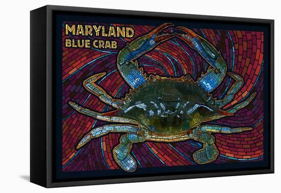 Maryland - Blue Crab Paper Mosaic-Lantern Press-Framed Stretched Canvas