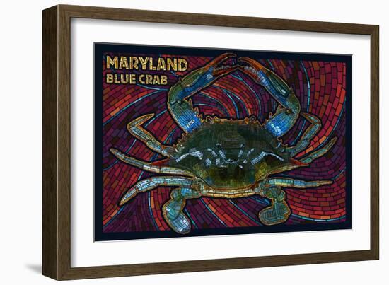 Maryland - Blue Crab Paper Mosaic-Lantern Press-Framed Art Print