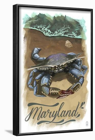 Maryland - Blue Crab - Watercolor (#2)-Lantern Press-Framed Art Print