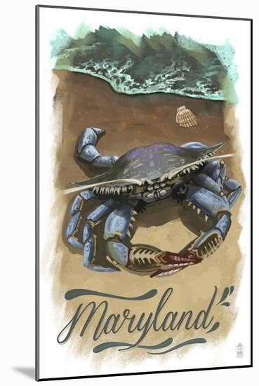 Maryland - Blue Crab - Watercolor (#2)-Lantern Press-Mounted Art Print