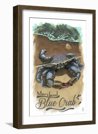 Maryland - Blue Crab - Watercolor-Lantern Press-Framed Art Print