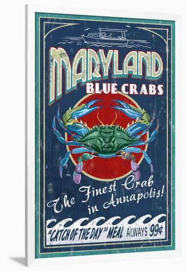 Maryland Blue Crabs - Annapolis-Lantern Press-Framed Art Print