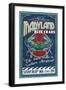 Maryland - Blue Crabs Vintage Sign (#2)-Lantern Press-Framed Art Print