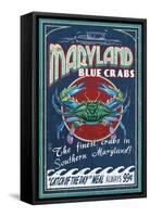Maryland - Blue Crabs Vintage Sign (#2)-Lantern Press-Framed Stretched Canvas