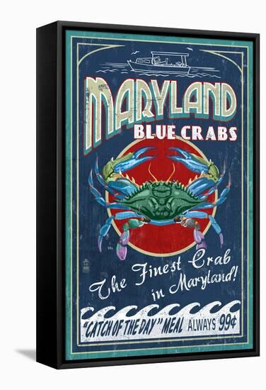 Maryland Blue Crabs-Lantern Press-Framed Stretched Canvas