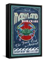 Maryland Blue Crabs-Lantern Press-Framed Stretched Canvas