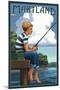 Maryland - Boy Fishing-Lantern Press-Mounted Art Print