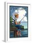 Maryland - Boy Fishing-Lantern Press-Framed Art Print