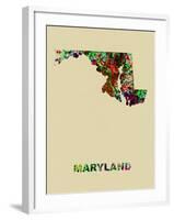 Maryland Color Splatter Map-NaxArt-Framed Art Print