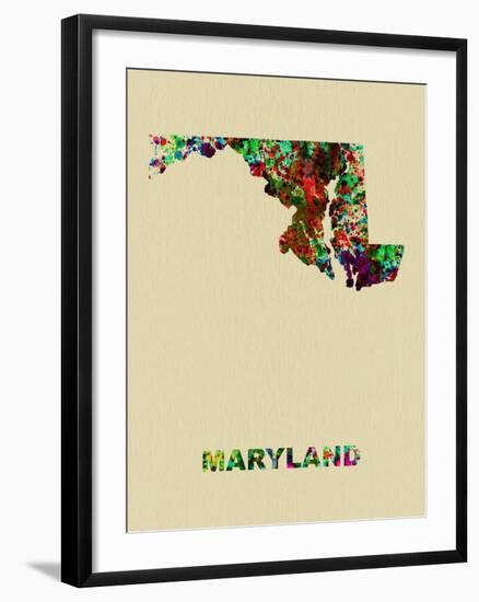 Maryland Color Splatter Map-NaxArt-Framed Art Print