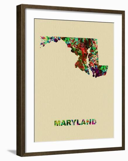 Maryland Color Splatter Map-NaxArt-Framed Art Print