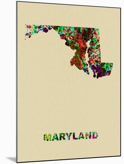 Maryland Color Splatter Map-NaxArt-Mounted Art Print