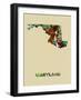 Maryland Color Splatter Map-NaxArt-Framed Art Print