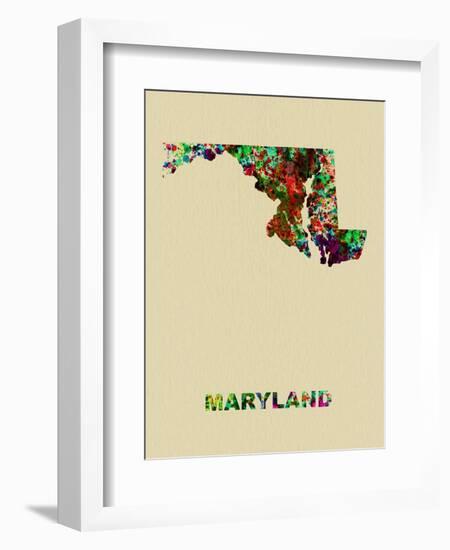 Maryland Color Splatter Map-NaxArt-Framed Art Print