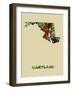 Maryland Color Splatter Map-NaxArt-Framed Art Print