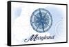Maryland - Compass - Blue - Coastal Icon-Lantern Press-Framed Stretched Canvas