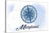 Maryland - Compass - Blue - Coastal Icon-Lantern Press-Stretched Canvas