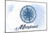 Maryland - Compass - Blue - Coastal Icon-Lantern Press-Mounted Art Print