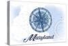 Maryland - Compass - Blue - Coastal Icon-Lantern Press-Stretched Canvas