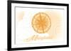 Maryland - Compass - Yellow - Coastal Icon-Lantern Press-Framed Premium Giclee Print