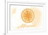 Maryland - Compass - Yellow - Coastal Icon-Lantern Press-Framed Art Print
